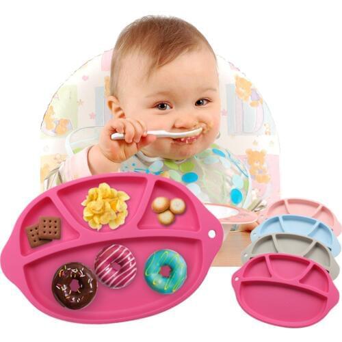 Hot Baby Food Container Plate Silicone Children Placemat Dishes Anti-Slip Kids Feeding Plates Dishes Bowl Tableware Set