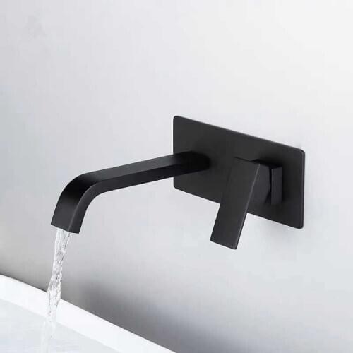 Matt Black Brass Bathroom Basin Faucet Bathroom Washbasin Waterfall Cold And Hot Water Mixer Tap Wall Mounted Chrome