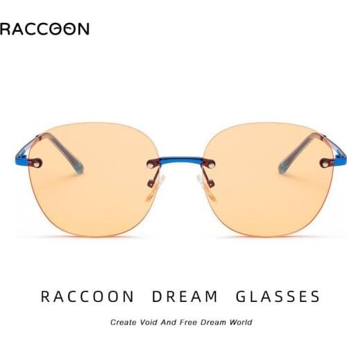 Fashion Round Rimless Men Sunglasses Candy Color Lens Clear Orange Eyewear Women Sun Glasses Shades Uv400 Rivet Circle Oculos