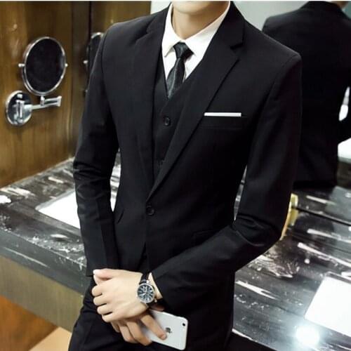 Men Formal Wear Suits Jackets+Pants+Vest 3 Pieces Busniss Casual Suits New Men Slim Fit Wedding Dress Suits Blazers Size 6XL