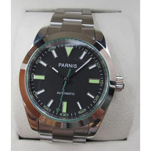 Parnis 40mm Mechanical Mens Watch Miyota Movement Stainless Steel Automatic Sapphire Crystal Luminous Waterproof Wristwatch Men