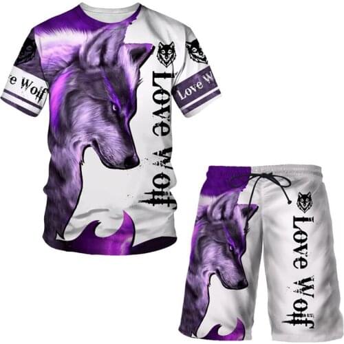 3D print Wolf Men/Women Shorts + T shirt Suit Sets Animal Casual Short Pants Beach kids board shorts harajuku swimwear s-6xl