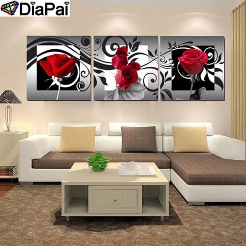 DIAPAI 3pcs Full Square/Round Drill 5D DIY Diamond Painting "Rose flower" Multi-picture Combination Embroidery 5D Decor A27438