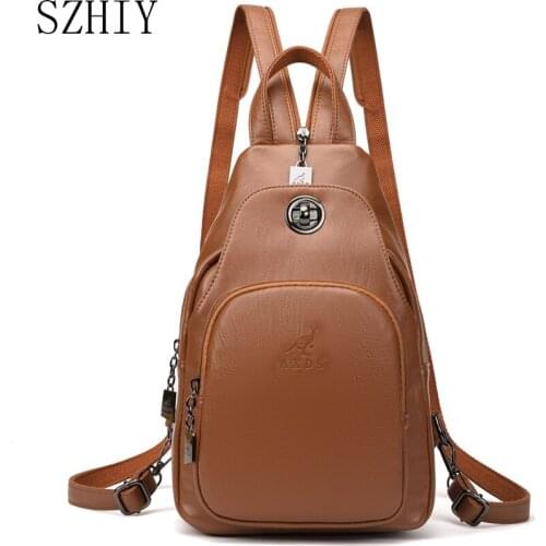 Small Backpack Women Casual Girls Chest Bag Travel Bagpack Multi-Functional Rucksacks Vintage Antirrobo Mochila Cross-Body Bags