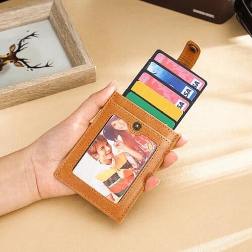 First Layer Cow Leather Clerk Certificate License Holder Multi-Function Staff Identification Card Bag