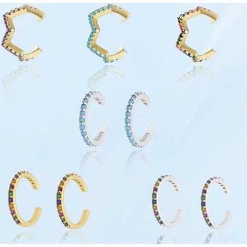 2021 Fine Women‘s Hanging Earrings Luxury Colorful Ear Clips Without Hole For Female Cute Round Irregular Earrings K-Pop Jewelry