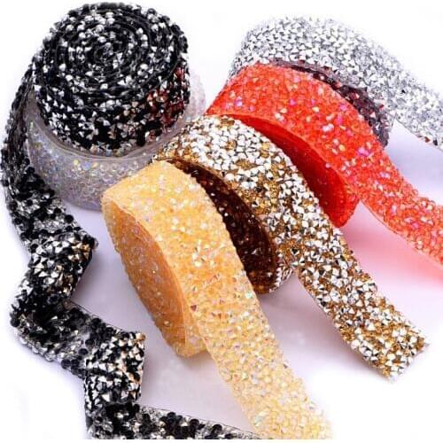 Rhinestones Lace Trim For Wedding Dress Clothing Hot Drill Chain Glass Crystals Beaded Lace Applique Sew On Jewelry Accessories