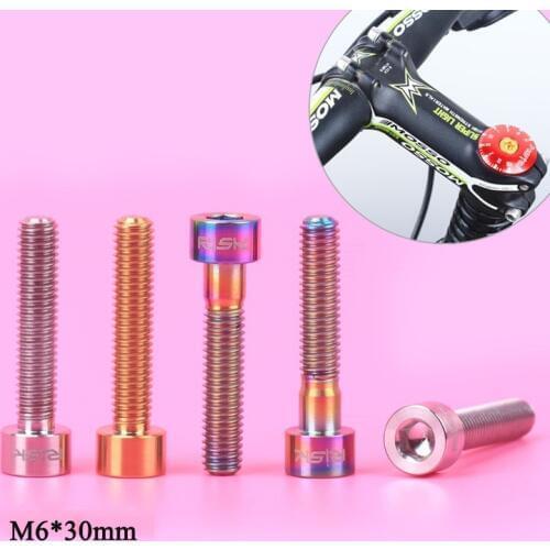 Titanium Ti screw Headset screw RISK 1pcs M6*30mm TC4 Bolt For Road Bicycle MTB Column Stem Cap Bolt Bike Screw Bicycle Parts