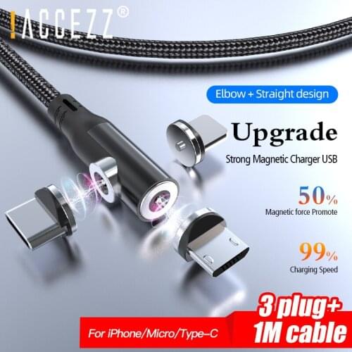 !ACCEZZ Rotate Magnetic Cable Fast Charging Magnet Charger Cable Micro USB Type C For iPhone 12 Pro Max X Xiaomi Samsung S10 S9