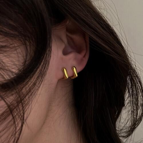 Flatfoosie New Gold Color Square Small Hoop Earrings For Women Girls Punk Simple Geometric Brass Earrings 2021 Fashion Jewelry