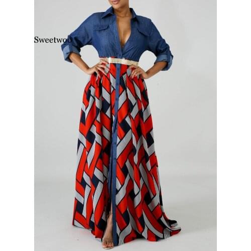 Plus Size Trendy Stripe Printed Long Sleeve Maxi Dress Women Autumn Robe Long Party Dress