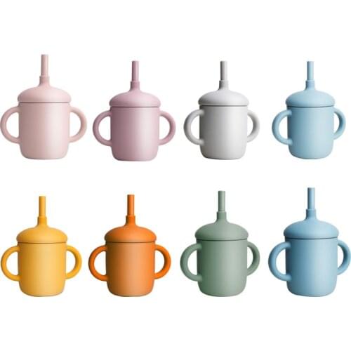 1 Pc Baby Training Cup Food Grade Silicone Baby Learning Feeding Cups Leakproof Drinking Straw Cup With Silicone Sippy Cup