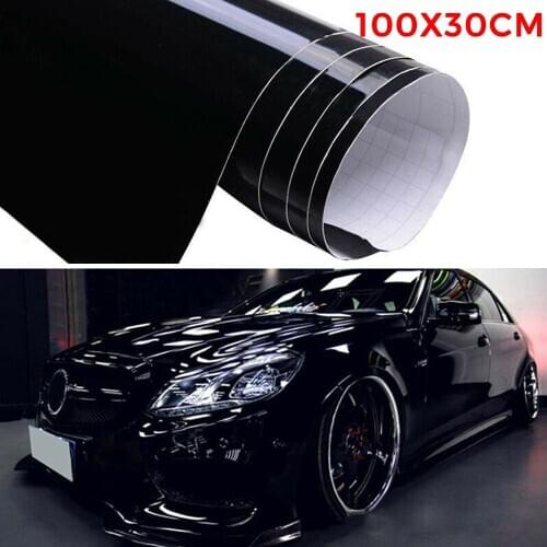 1Pcs High Quality 100x30cm UV Resistant Adhesive High Gloss Black Vinyl Tape Car Wrap Film Protection Waterproof Sticker