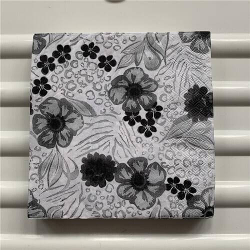 20 vintage napkins paper tissue decoupage black white flower towel birthday wedding party home hotel decor Guardanapo serviettes
