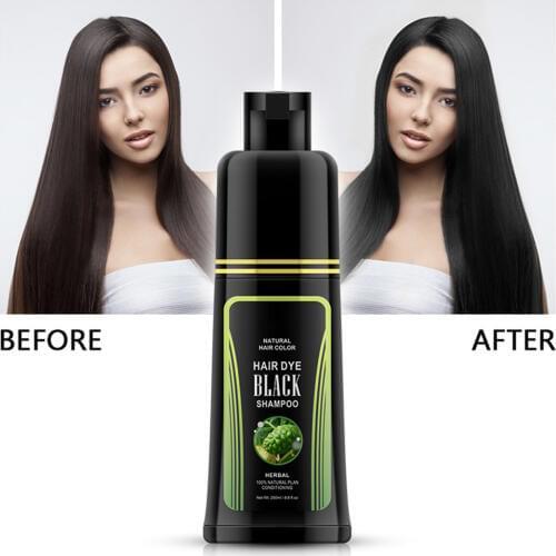 250ml One Wash Black Hair Shampoo Non-Irritating Plant White Hair Removal Dye One Black Shampoo