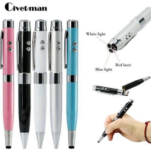 7 Colors Light Laser Pen Shape USB Flash Drive 8GB 16GB 32GB 64GB 128GB 256GB Usb Disk USB 2.0 Pen Drive Memory Stick Pendrive