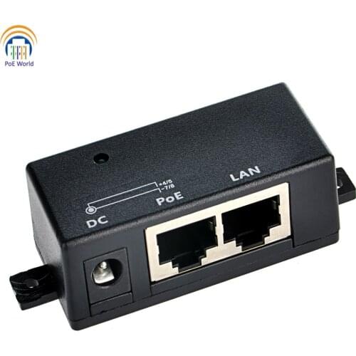 Free ship Passive PoE Splitter poe injector 100mbps 802.3af Power over Ethernet RJ45 adapter 2.1*5.5mm DC 12V-56V for IP Camera