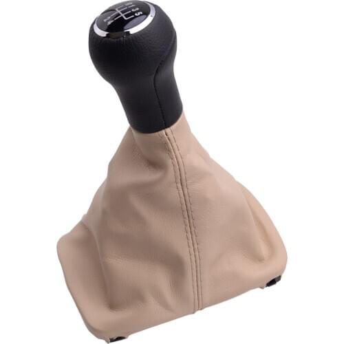 Beige 5 Speed Manual Gear Shift Knob Gaiter Boot Fit For VW Beetle 1998-2002 2003 2004 2005 2006 2007 2008 2009 2010 1C0711113N