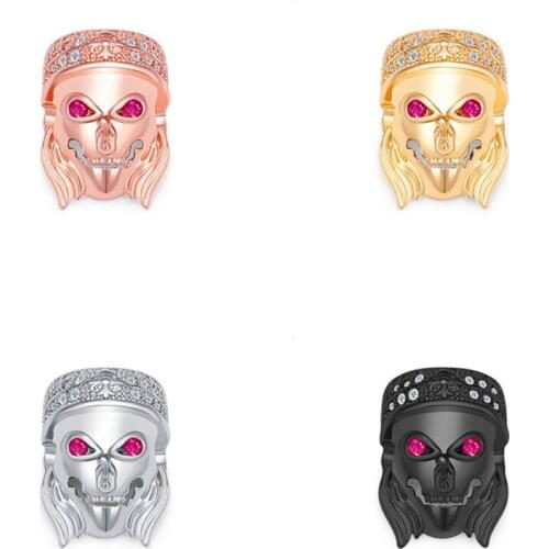 Jewelry Making Red eyes Cubic Zircon CZ Skull Charms Beads Metal Copper Beads & Jewelry Making Gifts Accessories Wholesale