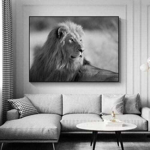 Nature Wild Animal Lion Black and White Canvas Painting Wall Art Nordic Posters and Prints Wall Pictures for Living Room Decor