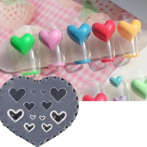 Bowknot Love Heart Nail Ornament Carving Mold Fingernail Decor Stamping Stencil