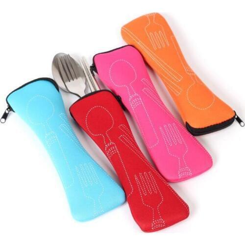 Travel Picnic Portable Cutlery Stainless Steel Tableware 3pcs/sets Fork Spoon Chopsticks Dinnerware Sets LX2513