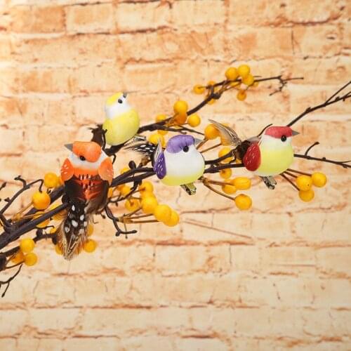 12pcs Handmade Simulation Feather Birds Models Fake Artificial Foam Animal Birds Home Garden Ornament Miniature Decoration