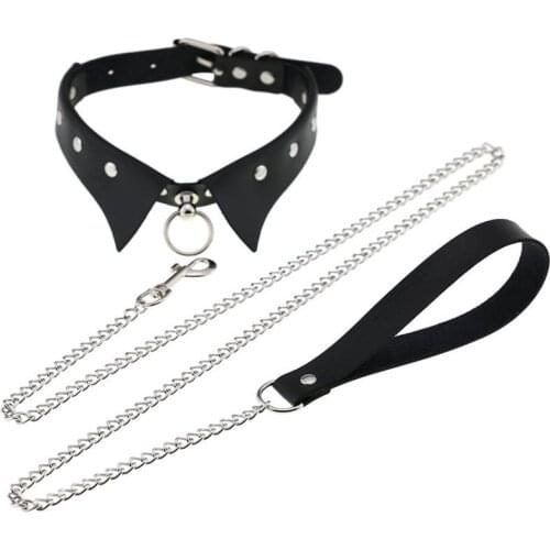 Choker Necklace Collar Gothic Leather Choker Bondage Goth Jewelry Women Men Leash Necklace Bondage Accessories pendant necklace