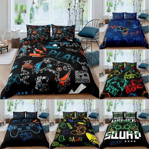 3D Printed Game Bedding Set Adults Teens Gamer Queen King Single Size 2/3 Pcs Comforter Duvet Cover With Pillowcase Bedclothes
