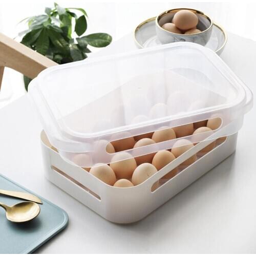 Kitchen Egg Storage Box 24 Grid Eggs Holder Plastic Case Stackable Freezer Storage Organizers Egg Container