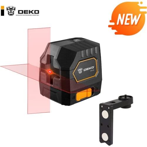 DEKO DKLL02 Mini Style 2 Lines Self-Leveling Laser Level Cross Line Laser With Red Light Source & Adjustable Mounting Clamp