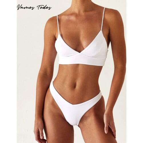 Vamos Todos 2021 Summer Minimalist 2 Piece Sets Women Bikini Solid Bathing Swimming Suit Swimwear Elegant Plus Size Swimsuit