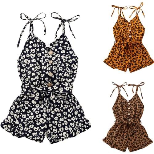 Baby Summer Clothing Infant Babies Girls Suspender Rompers Children Casual Leopard Jumpsuit Sleeveless Strap Trousers Romper