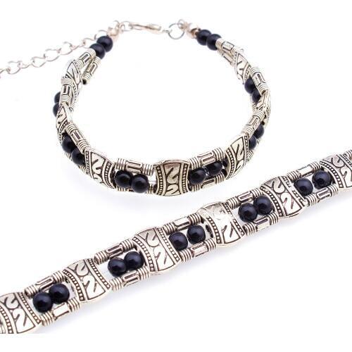 Hot sale Womens Jewelry Bracelet Inlay Square Bead Adjust Bangle Blue/Red/Black bohemia style