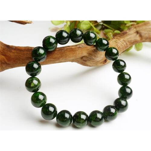 Genuine Green Natural Diopside Gems Stone Healing Crystal Round Bead Bracelet Women Men Stretch Natural Stone Bracelet