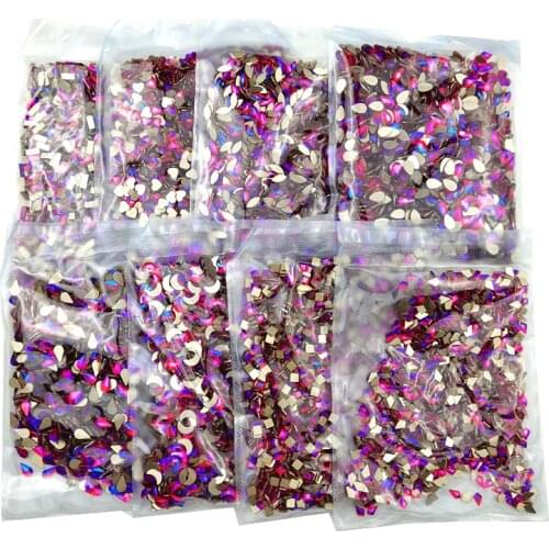 1440pcs/pack Wholesale Nail Art Decoration Light Siam AB Glass Crystal Stone Flat Back Rhinestones For Nails Accessories
