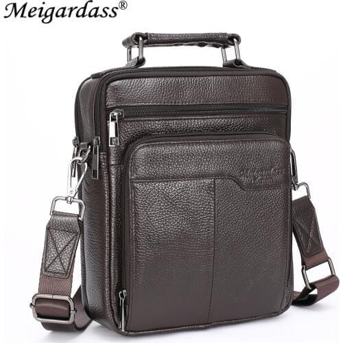 MEIGARDASS Genuine Leather Casual Mens Messenger Bags Shoulder bags for men Business Male Crossbody Bag ipad Tablet Tote Purse