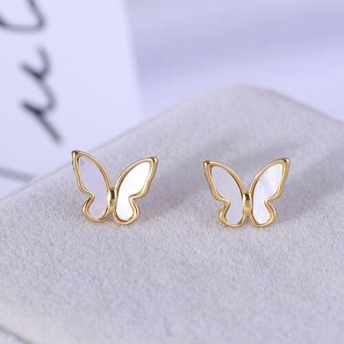 Simple white butterfly earrings for women fashion hypoallergenic small earrings Korean style popular butterfly jewelry gifts