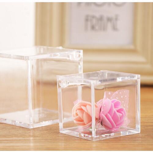 Transparent Cube Wedding Favor Candy Box Plastic Transparent Clear Gift Boxes Christmas Baby Shower