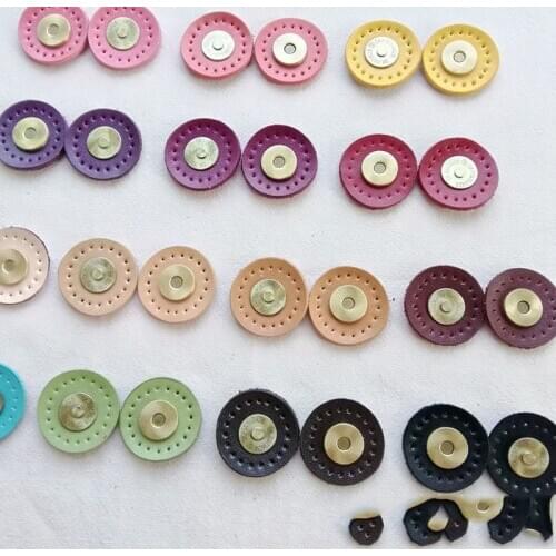 10sets Real Leather Bronze Metal Buckles 3cm Round Magnetic Snap Fasteners Clasps Buttons for Handbag Craft Sewing