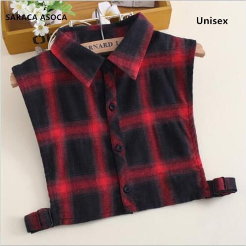 Unisex New Autumn Winter Plaid Shirt Fake Collar Men All Match Elastic Belt Sweater Detachable Collar Women