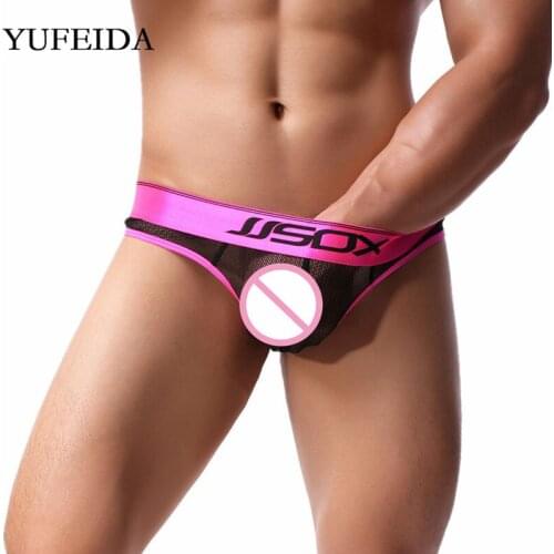 Sexy Men Underwear G-string Mesh See Through U convex Jockstrap Penis Pouch Gay Sissy Panties Low Rise Underpants Mens Thongs