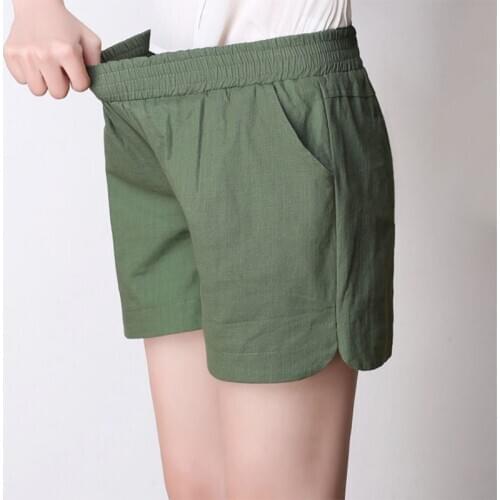 Candy Color Summer Girls Shorts Fashion Ladies High Waist White Grey Blue Green Casual Cotton Linen Shorts Loose Hot Shorts Chic