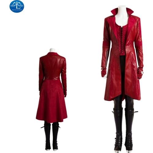 Superheroine Halloween Wanda Cosplay Scarlet Costume Witch High Quality Battle Outfit Women Coat Red Jacket Custom Made