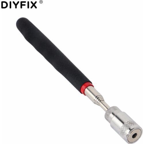 DIYFIX Telescopic Magnetic Pick Up Tool with LED Light Magnet for Picking Up Metal Screw Nuts Bolts Portable Hand Tools