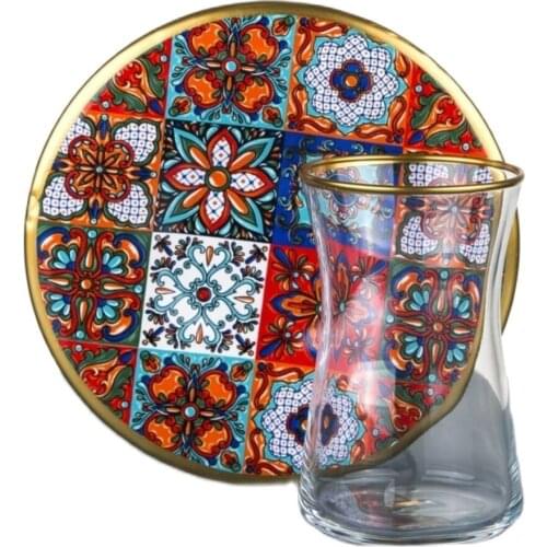 Turkish Tea Cup Rugs Straw Pattern Tea Cup and Tea saucer set 12 pcs Turkish Russian Arabic English Tea Authentic tea Barağı
