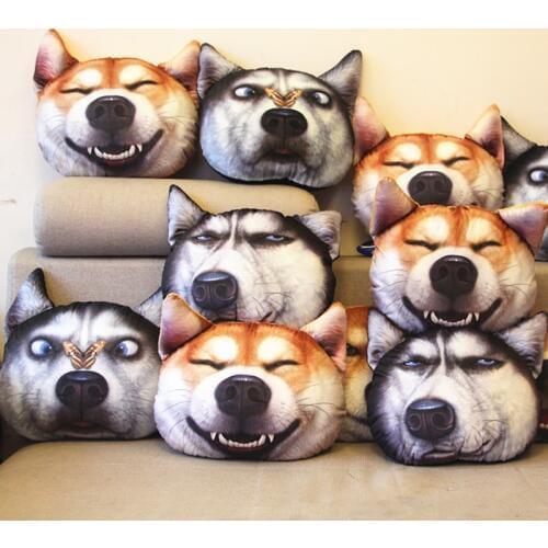 3D k-wow simulation funny pillow boys funny 2 ha pillow creative plush dog Husky Japanese Akita nap pillow