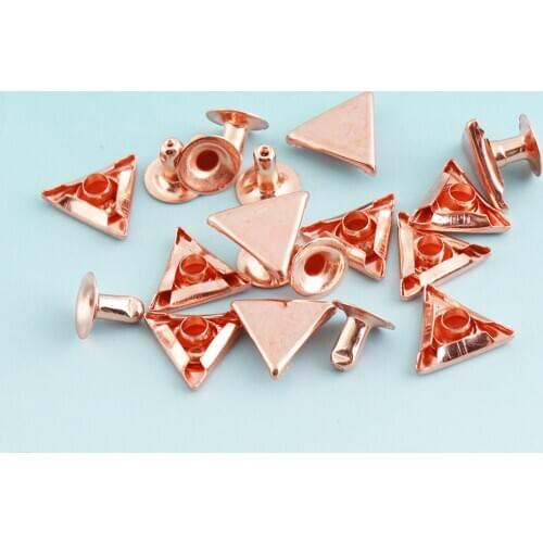 Tri Rivets 50pcs 12*8mm Rose gold Rivets Metal Buttons for Leather Craft Purse Notions Studs for Bag/Garment
