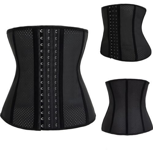 Women Latex Waist Training Cincher Underbust Corset Body Shaper Waist Trainer Black