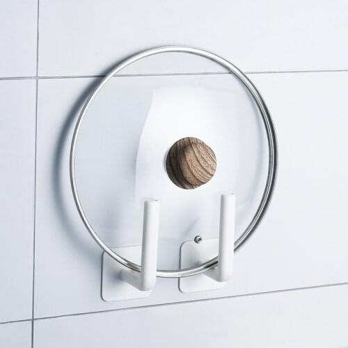 1Pcs Pot Lid Holder multipurpose wall hook self-adhesive paper cover paper roll holder Kitchen bathroom storage rack accessories